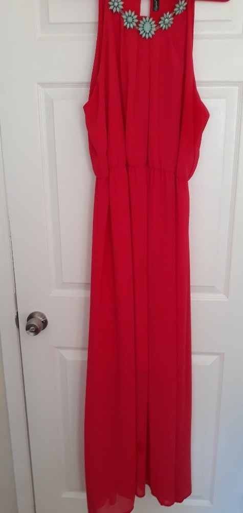 Bejeweled neck Maxi dress